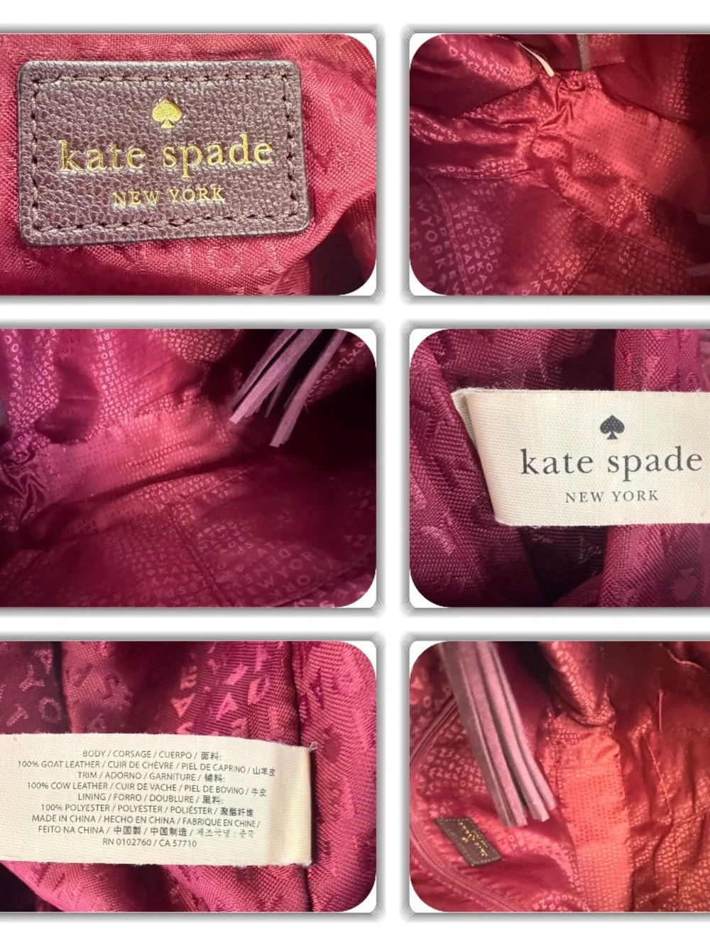KATE SPADE RICH DARK BURGUNDY SUEDE LEATHER LARGE TASSEL BAG!